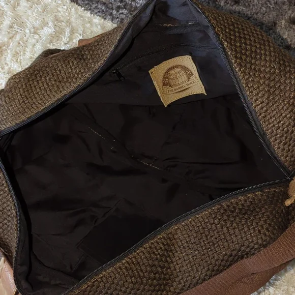 Barrel Shack Brown Mens Duffle Bag Overnight Tote Travel Bag - Picture 10 of 11